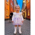 thumbnail image 5 of AceBaby Infant Baby Girls Flower Embroidery Romper Dress with Headband and Stockings 3Pcs Set for 0-18M, 5 of 9