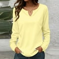 thumbnail image 2 of ZJXFGS V Neck T Shirts for Women Womens Long Sleeve T Shirts Vneck Tshirts Shirts for Women School Outfits for Teachers Yellow L, 2 of 6