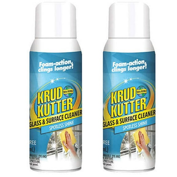Set of 2 Krud Kutter Glass & Surface Cleaner - Spotless Shine - 14 floz Foaming Spray Cans - Great for All Surfaces