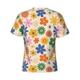 thumbnail image 6 of Vsdgher Groovy Daisy Flowers Print Men's Dry Fit Mesh Athletic Shirts Moisture Wicking Tennis T-Shirt Tops, 6 of 9