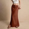 thumbnail image 5 of Women’s Long Maxi Skirt with Elastic Waistband Casual Loose Fit Lightweight Solid Straight Hem Floor Length Skirt Brown L, 5 of 6