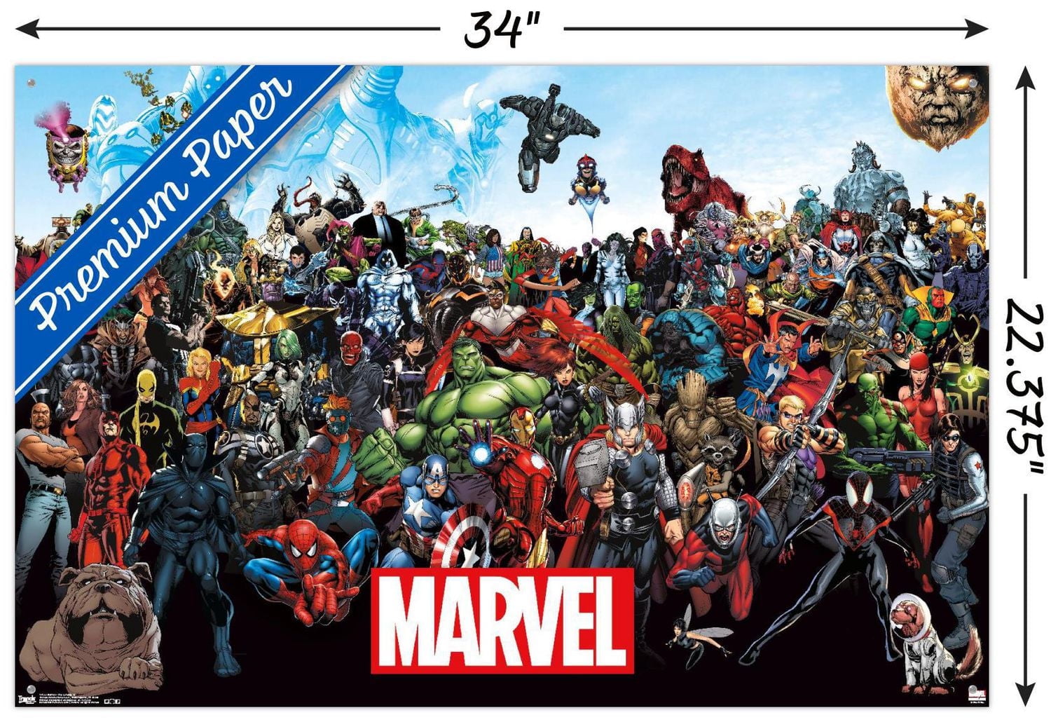 Marvel Comics - The Marvel Lineup 14.725" x 22.375" Wall Poster with Poster Mounts, by Trends International