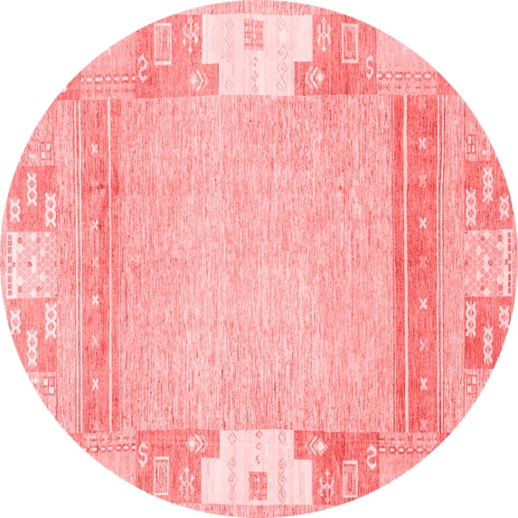 Ahgly Company Machine Washable Indoor Round Abstract Red Modern Area Rugs, 5' Round