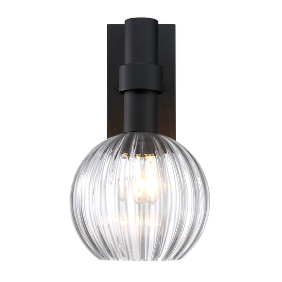 Fernwood 9 in. 1-Light Black Outdoor Wall Sconce Light for Porches