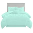 thumbnail image 4 of 3 Piece New Half Pinch Pleated Pattern Comforter Set, 800 TC, 100% Egyptian Cotton, Oversized Super King Size Aqua Blue Solid, 4 of 6