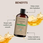 Majestic Pure Castor Oil | 100% Natural | Premium Grade Cold Pressed | Hair, Eyelashes, Eyebrows, Nails | Moisturizing & Nourishing | Body, Hair & Carrier Oil | 2 Fl Oz