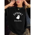 thumbnail image 1 of Halloween T-shirt - Women'S Y2K-Inspired "Spooky Season" Graphic T-Shirt - Casual, Loose Fit, Short Sleeve, Cream Color with White Ghost Design, Perfect for Halloween & Casual Attire, Halloween Shirts, 1 of 7