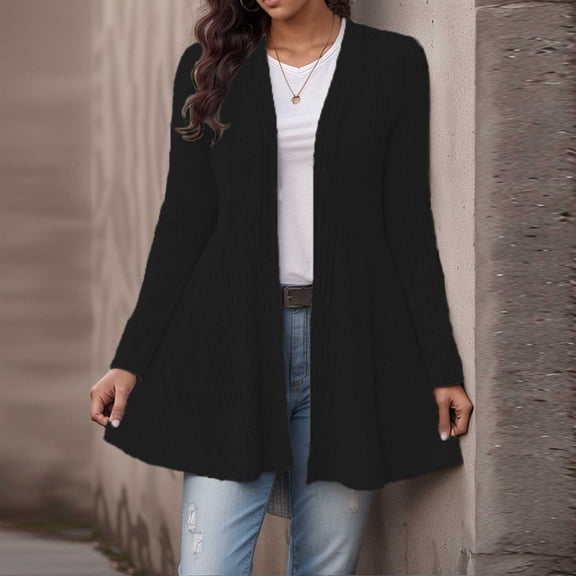 Long Cardigan Sweaters for Women Early Fall Fashion Fall Outfits Long Sleeve 0pen Front Sweater, Birthday Gifts for Women