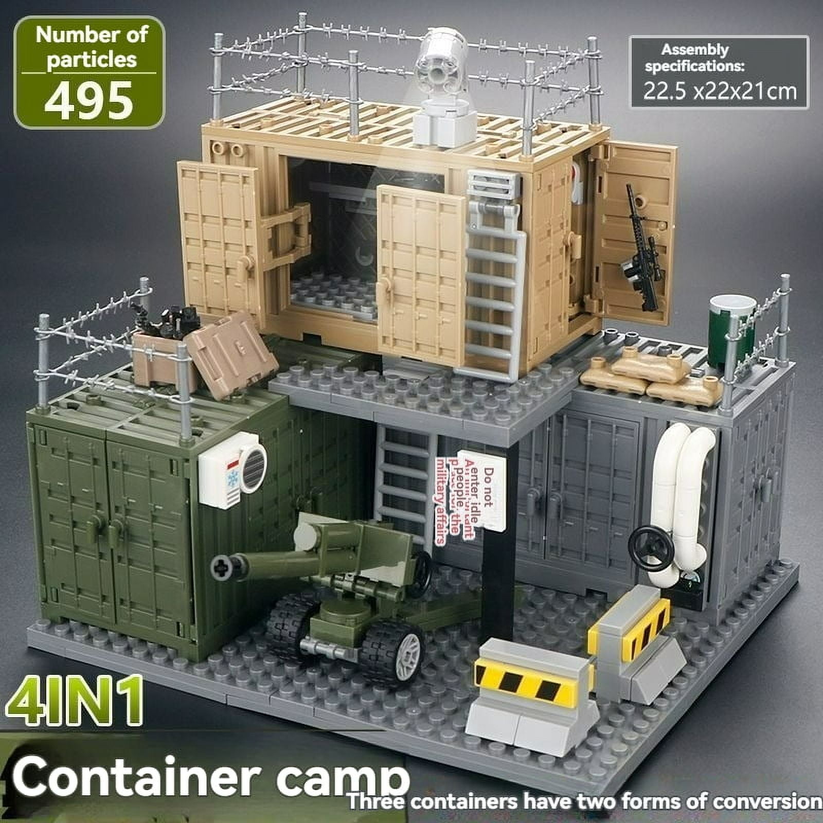 NWJ Military Building Blocks Toy Set - Action Figure Compatible Container Equipment Room, Dormitory & Armory Playset for Kids and Collectors