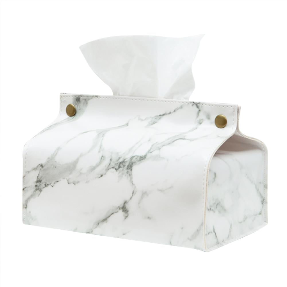 Chic Marble Tissue Box Case Pouch Leather Home Car Towel Napkin Paper Container 