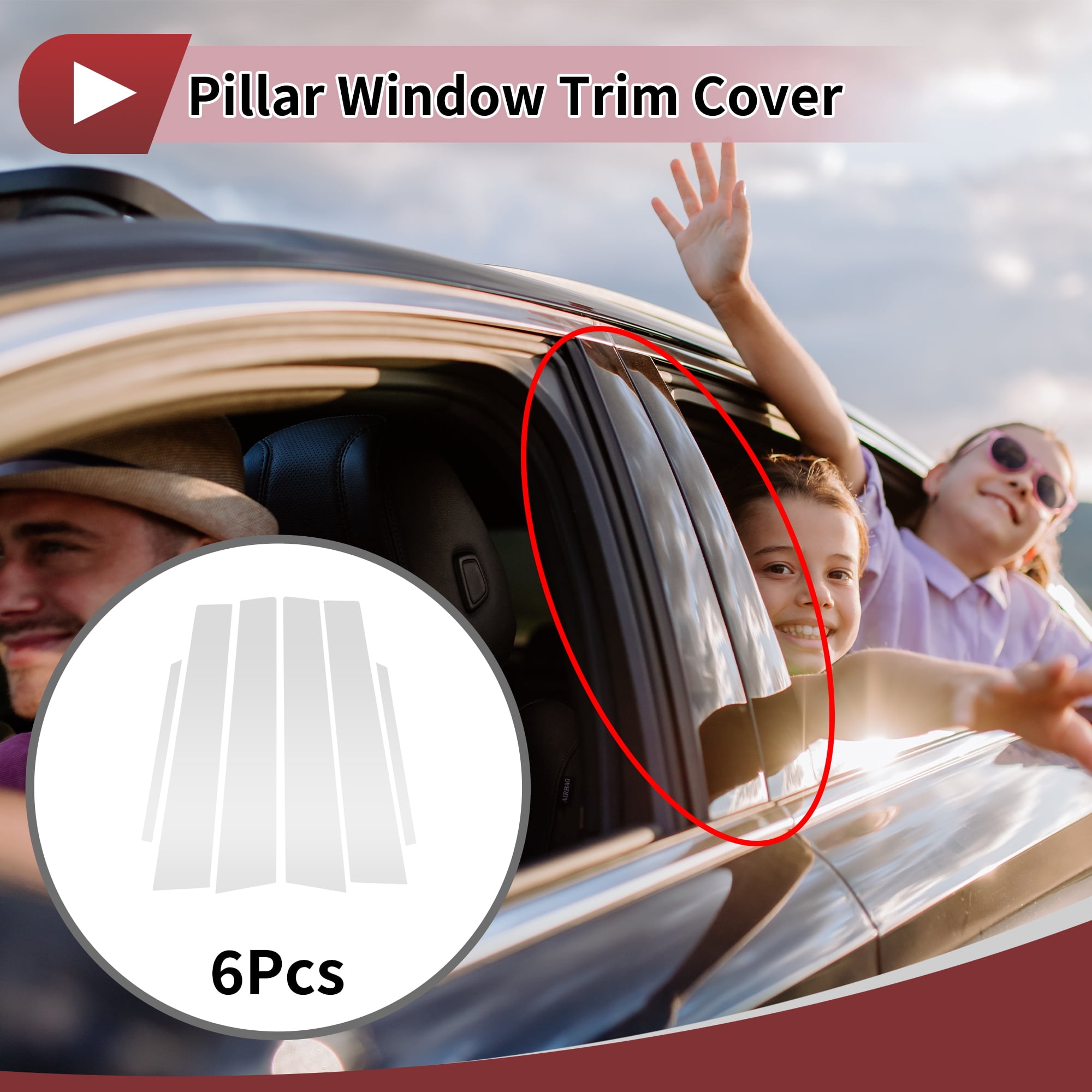 Unique Bargains 6 Pcs Car Door Pillar Window Trim for Toyota Corolla 2007-2013 White