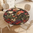 thumbnail image 3 of Boho Vintage Floral Round Fitted Tablecloth with Backing Elastic Edge Design Table Cover Waterproof Oil-Proof Table Cloth Stain-Resistant Wipeable for Round Table, 3 of 5
