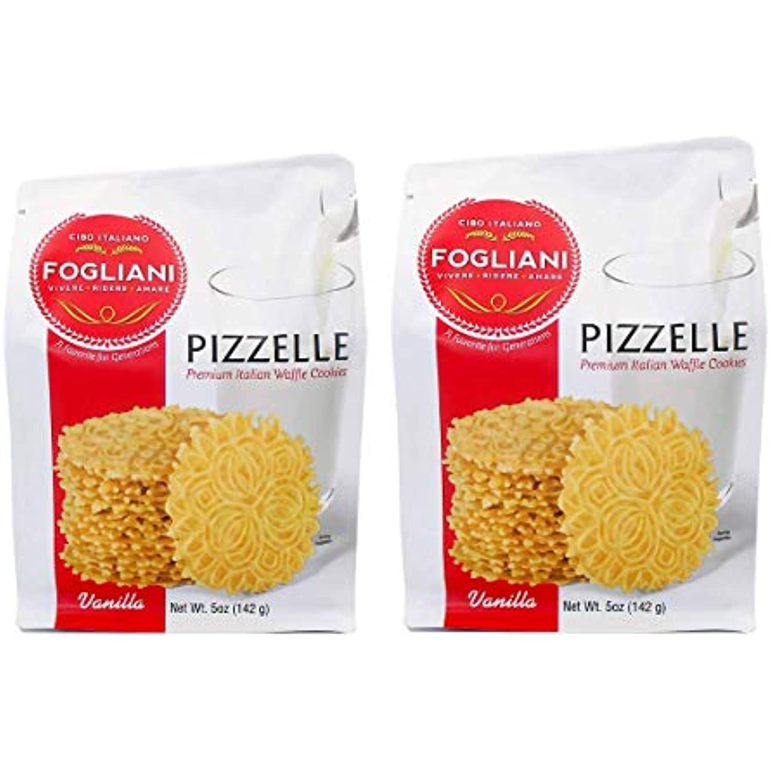 Fogliani Vanilla Pizzelle Waffle Cookies, 5 Ounce (Pack Of 2)