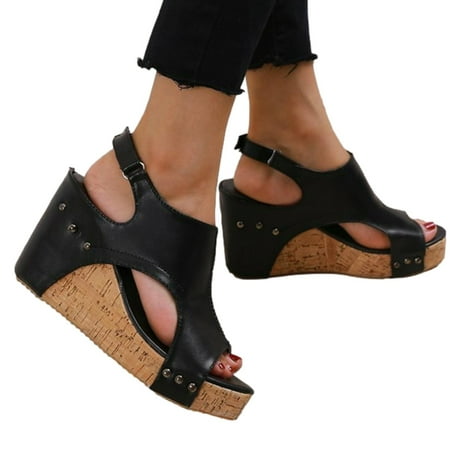 

Trarodic Rivet Wedge Sandals | Boho Stylish Platform Rivet Wedge Sandals PU Leather | Womens Sandals With High Heel Party Elegant Sandals