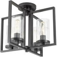 thumbnail image 6 of Elements 14.5 in. 4-Light Charcoal Industrial Semi-Flush Mount with Clear Rain Glass Shades and 4 Vintage Style Bulbs, 6 of 6