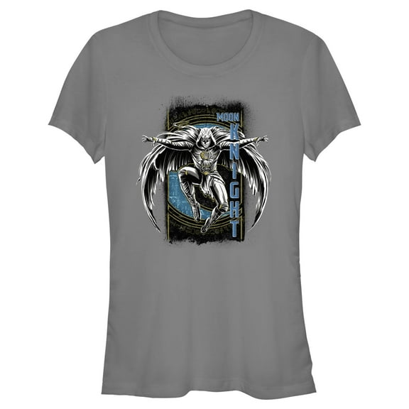 Junior's Marvel: Moon Knight Jumping Into Action From Above  Graphic Tee Charcoal Large