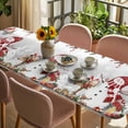 thumbnail image 3 of Grey Christmas Table Cloths for 8 Foot Rectangle Tables, Red Snowman Xmas Tree Snowflake Winter Patio Waterproof Elastic Fitted Tablecloths, Washable Rectangular Table Cover for Camping, 3 of 8