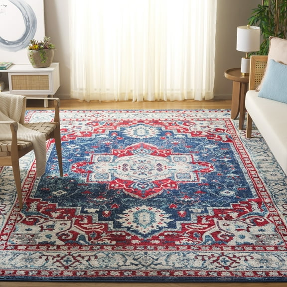 SAFAVIEH Brentwood Dimas Oriental Area Rug, Navy/Red, 9' x 12'