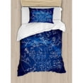 thumbnail image 3 of Constellation Queen Size Duvet Cover Set, Antique Sky Map with Hand Drawn Mythological Figures History Galaxy, Decorative 3 Piece Bedding Set with 2 Pillow Shams, Blue Dark Blue Beige, by Ambesonne, 3 of 3