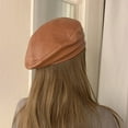 thumbnail image 4 of CoCopeanut Women Fashion Beret Solid Beret Cap Pu Leather Beret French Artist Warm Beanie Hat Female Ladies Adjustable Hat Girls Cap, 4 of 6