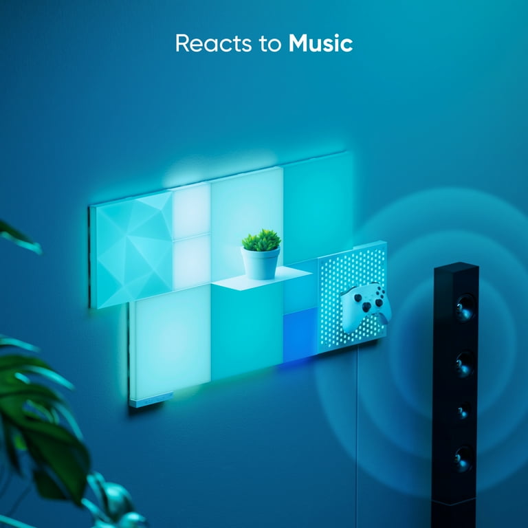 (新品) Nanoleaf AuroraSmarterKit Nanoleaf Shapes LED Wall Lights, RGBW Smart Wall Panels with