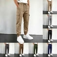 thumbnail image 3 of YaEYa Boys Cargo Pants Baggy Pull on School Uniform Pants Casual Drawstring Elastic Waisted Open Bottom Straight Leg Trousers with Pockets (Army Green,5-6 Years), 3 of 7