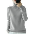 thumbnail image 2 of Turtleneck Sweaters for Women Long Sleeve Soft Knitted, Dressy Casual Fall Winter Pullover Gray M, 2 of 4