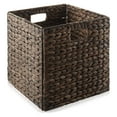 thumbnail image 3 of Set of 2 Hyacinth Storage Cubes, 12x12 Wicker Basket Bins for Shelves, Espresso, 3 of 7