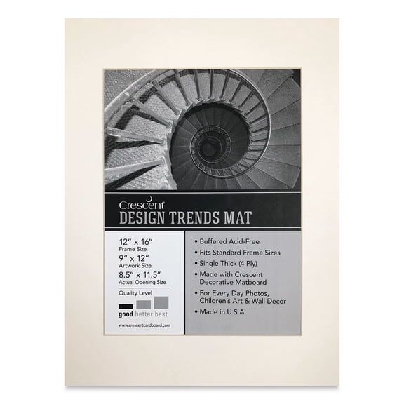 Crescent Pre-Cut Mat - Arctic White, 12" x 16" (8-1/2" x 11-1/2" Opening)