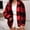 Red(New), variant on PNTUTB Women's Color-blocked Checkered Fleece Warm Long Sleeve Hooded Casual Cardigan Coat with Pocket