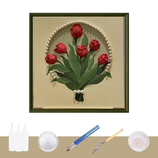 Kits de pintura DIY para adultos y principiantes, kit de pintura al óleo floral DIY, pigmento acrílico de flores coloridas, artes para la decoración de la pared del hogar, regalo, suministros de dibuj