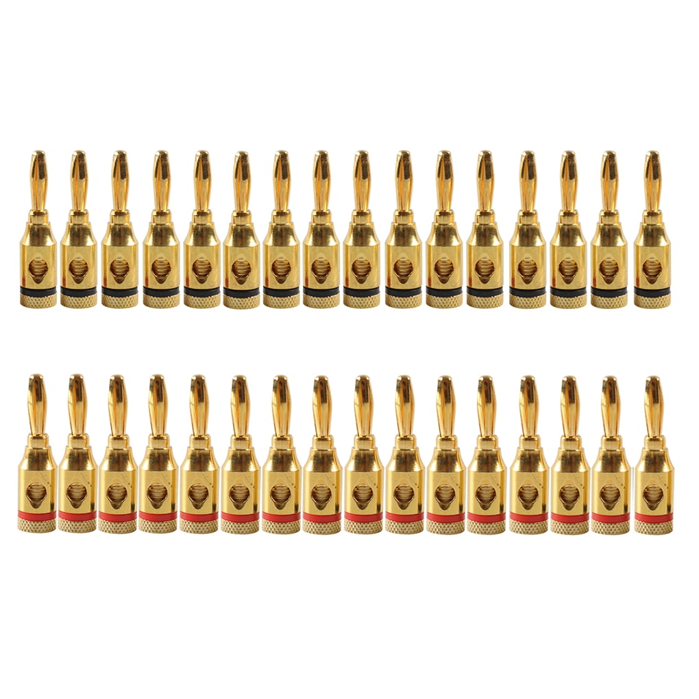 Linyer 1 Set Banana Plugs Gold Plated Sturdy Speaker Wire Connector