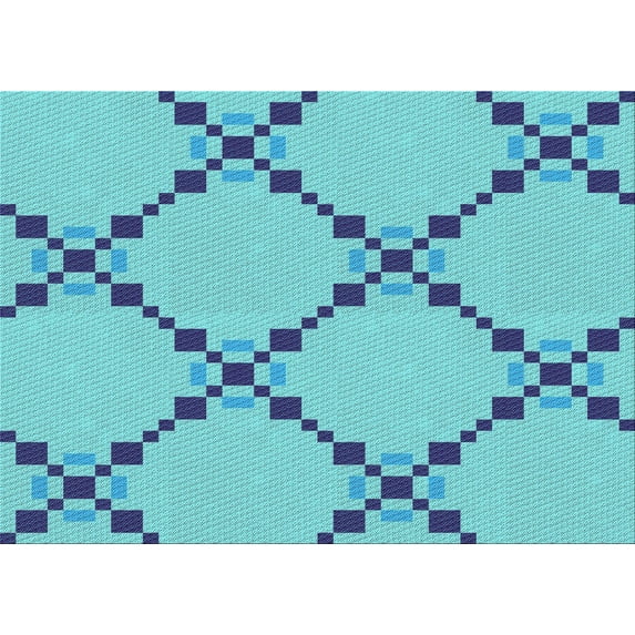 Ahgly Company Machine Washable Indoor Rectangle Transitional Blue Ivy Blue Area Rugs, 8' x 12'