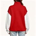 thumbnail image 4 of Tqcoqu Women's Color Block Quarter Zip Sweatshirt,Stand Collar Long Sleeve Loose Casual Pullover Tops,2026 Fall Winter Trendy Clothes,Red Women's S-XXL, 4 of 5