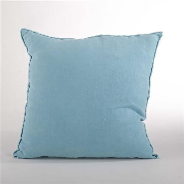 SARO 13049.OB20S 20 in. Square Fringed Design Linen Down Filled Pillow - Ocean Blue