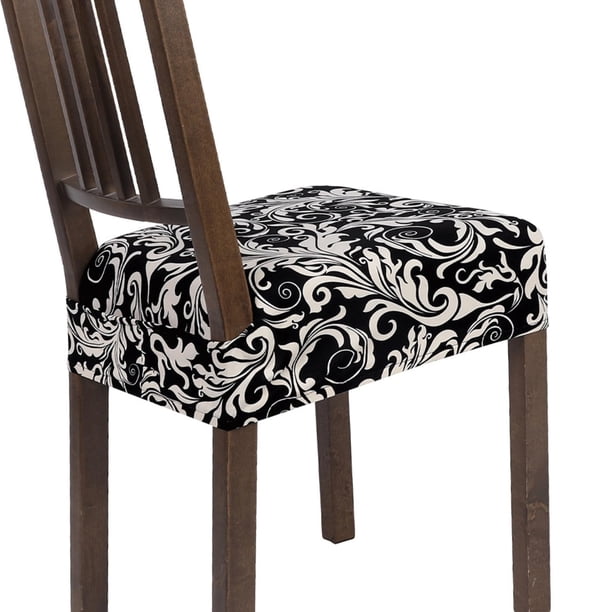 Juego de 4 Fundas Elastizadas para Sillas de Comedor con Diseño Floral Negro