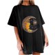 thumbnail image 1 of Camiseta de manga corta con cuello redondo y estampado de calavera de sol y luna informal a la moda para mujer Pompotops hkajfhjk458313, 1 of 1