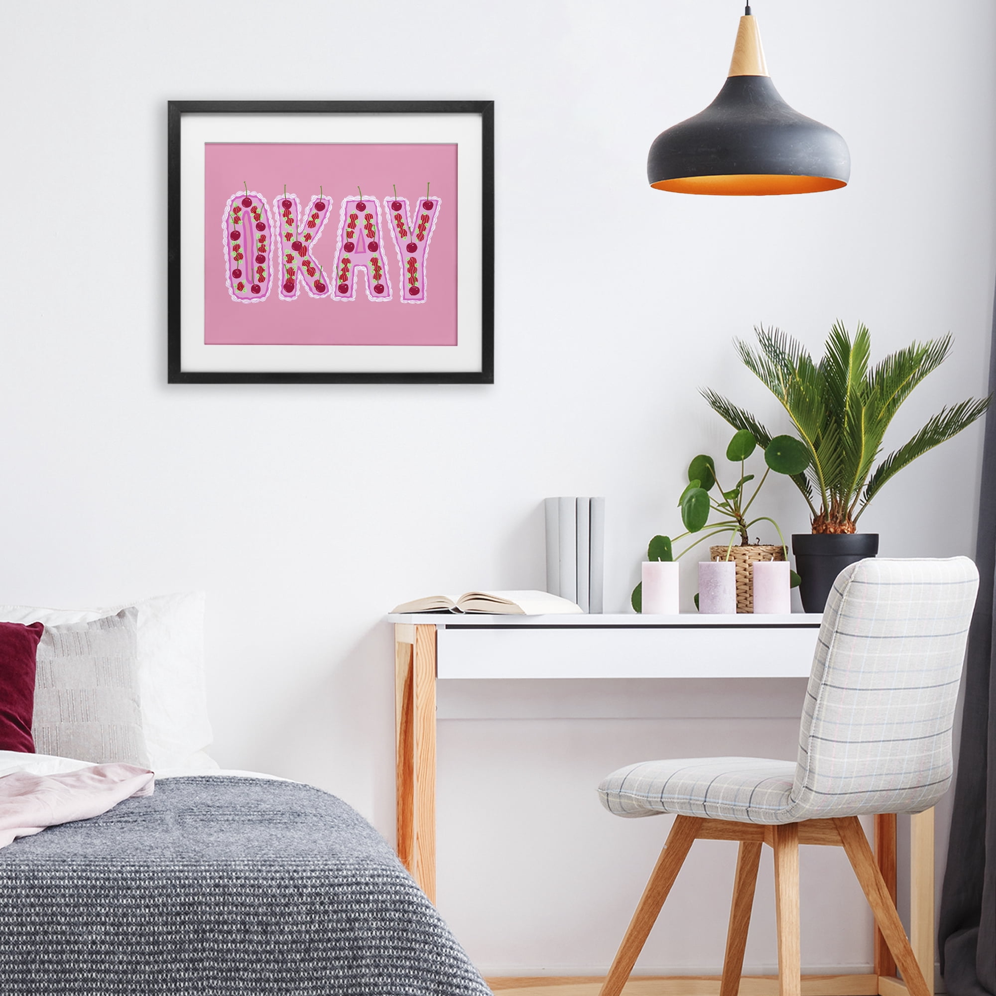 Stupell Industries Okay Pastel Cherry Cake Black Framed Print Under Glass, design by Ziwei Li