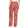 thumbnail image 3 of Naloa Red Strawberry Print Women’s Ultra-Soft Comfy Pajama Lounge Pants with Pockets & Drawstring, 3 of 8