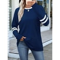 thumbnail image 5 of Long Sleeve Shirts for Women Color Block Casual Tops Fall Outfits Basic Tees Trendy Clothes Navy Blue S, 5 of 6