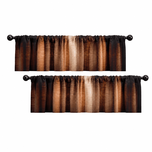 FURMORA 2 Pack Valances Window Treatments,Orange Copper Vintage Stripe Blackout Drapes Adjustable Curtain Valances for Windows Living Room Kitchen Over Sink,18x52 Inch Rod Pocket Valances