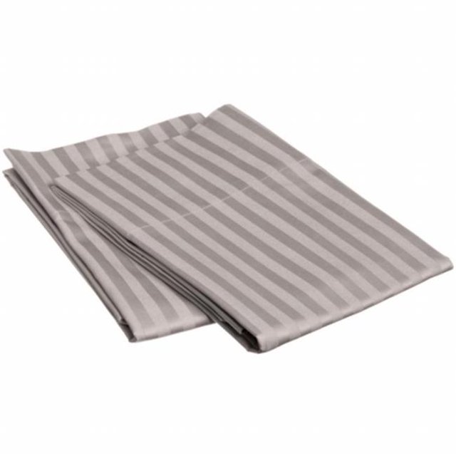 Egyptian Cotton 650 Thread Count Stripe Pillowcase Set Standard-Grey