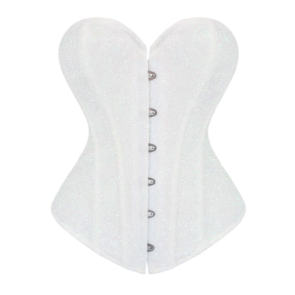 DGMIOCS Corset Tops for Women Lace Waist Push Up Bustiers Shapewear Renaissance Underbust Bodysuit White XS