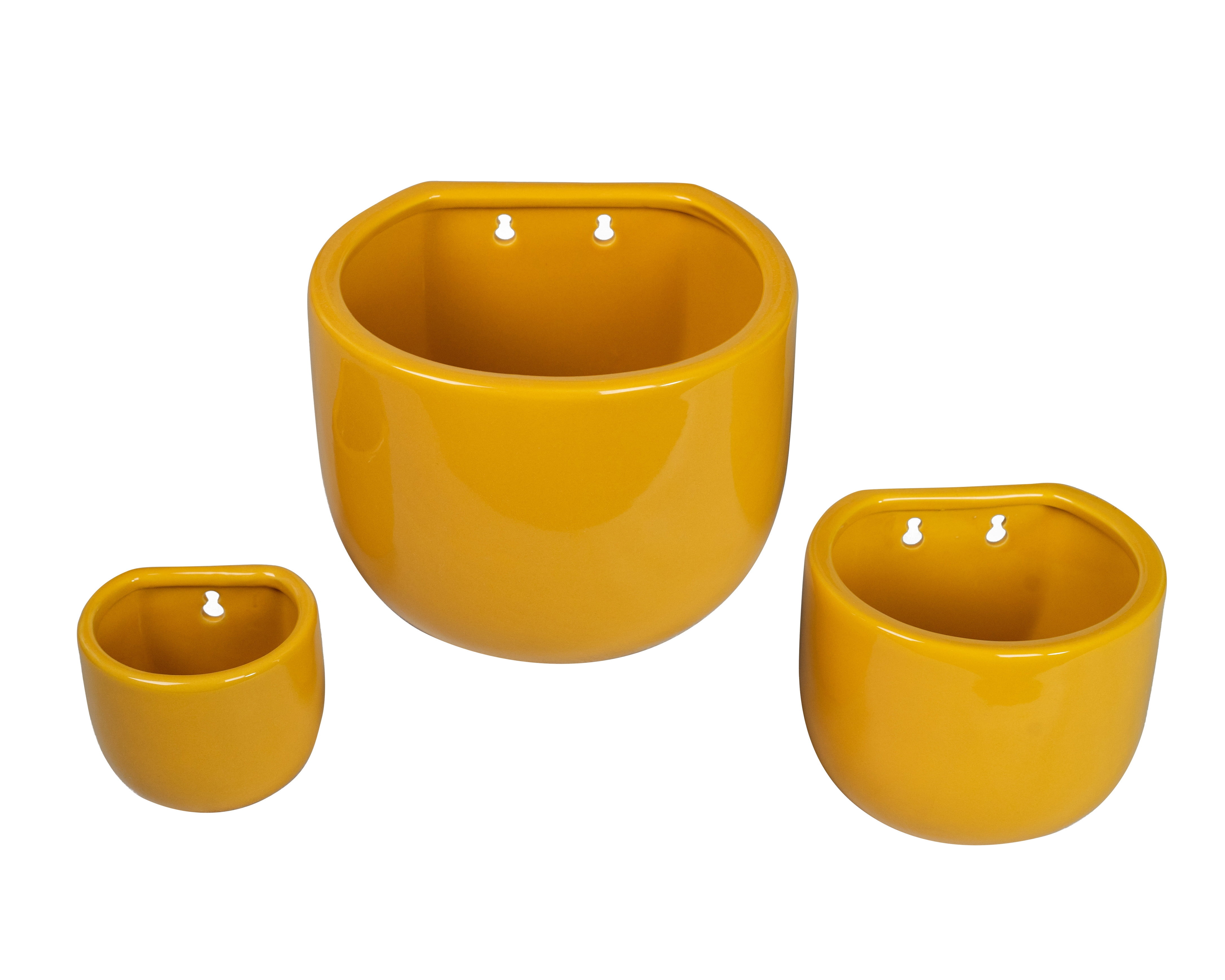 Better Homes & Gardens 4/6/8inch Wall Planters, Yellow, 3-Pack