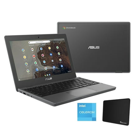 ASUS 11.6'' LCD HD Rugged Chromebook CR1 Intel Celeron N5100, 1.1 GHz, 8GB, 32GB eMMC, UHD Graphics, Chrome OS, Dark Gray, Webcam, Bluetooth, Wi-Fi 6 with Tigology Accessories