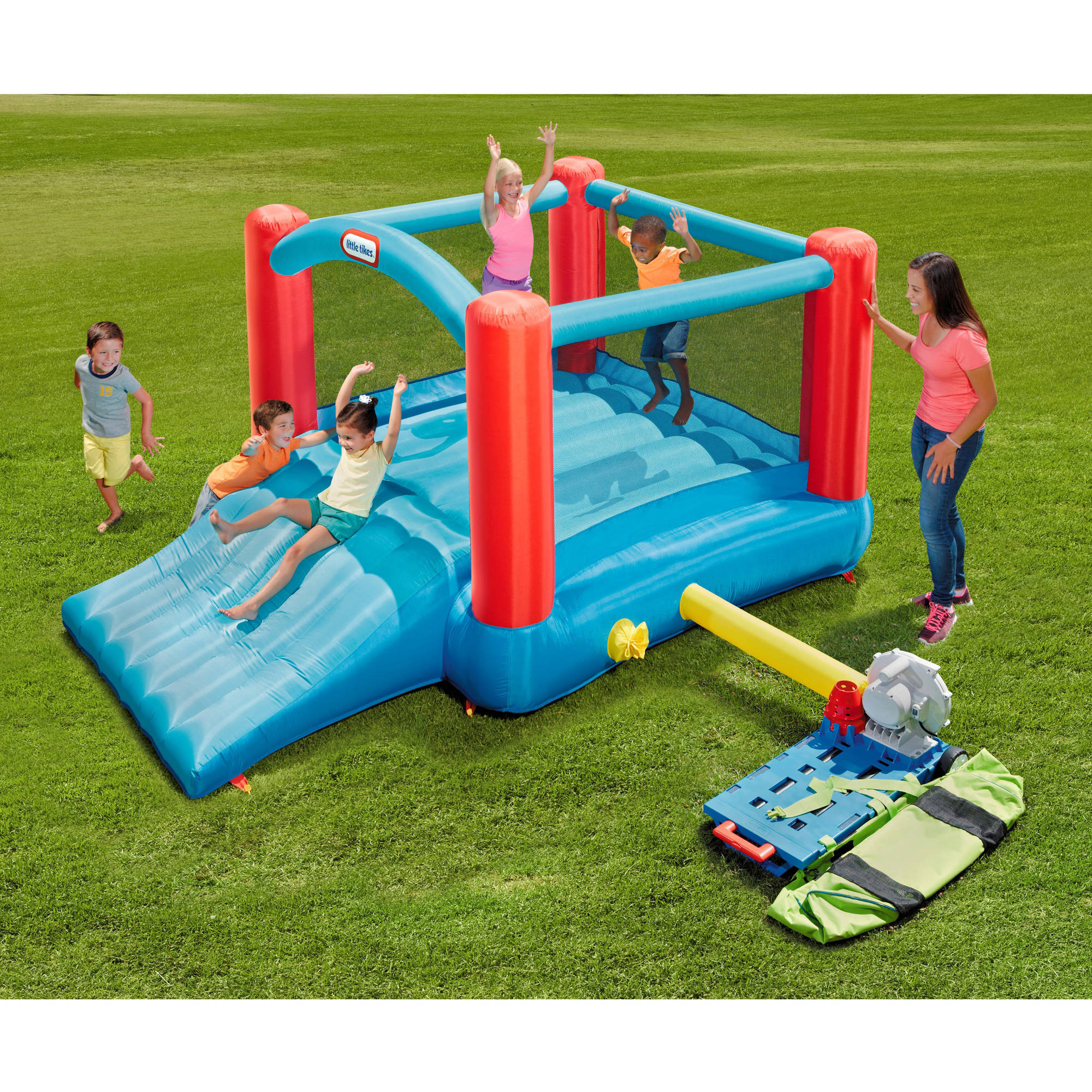 Little Tikes Pack 'n Roll 7'x7' Inflatable Bounce House with Slide, Blower and Wheeled Carry Case, Multicolor- Indoor Outdoor Toy Kids Girls Boys Ages 3 4 5+ - image 3 of 5