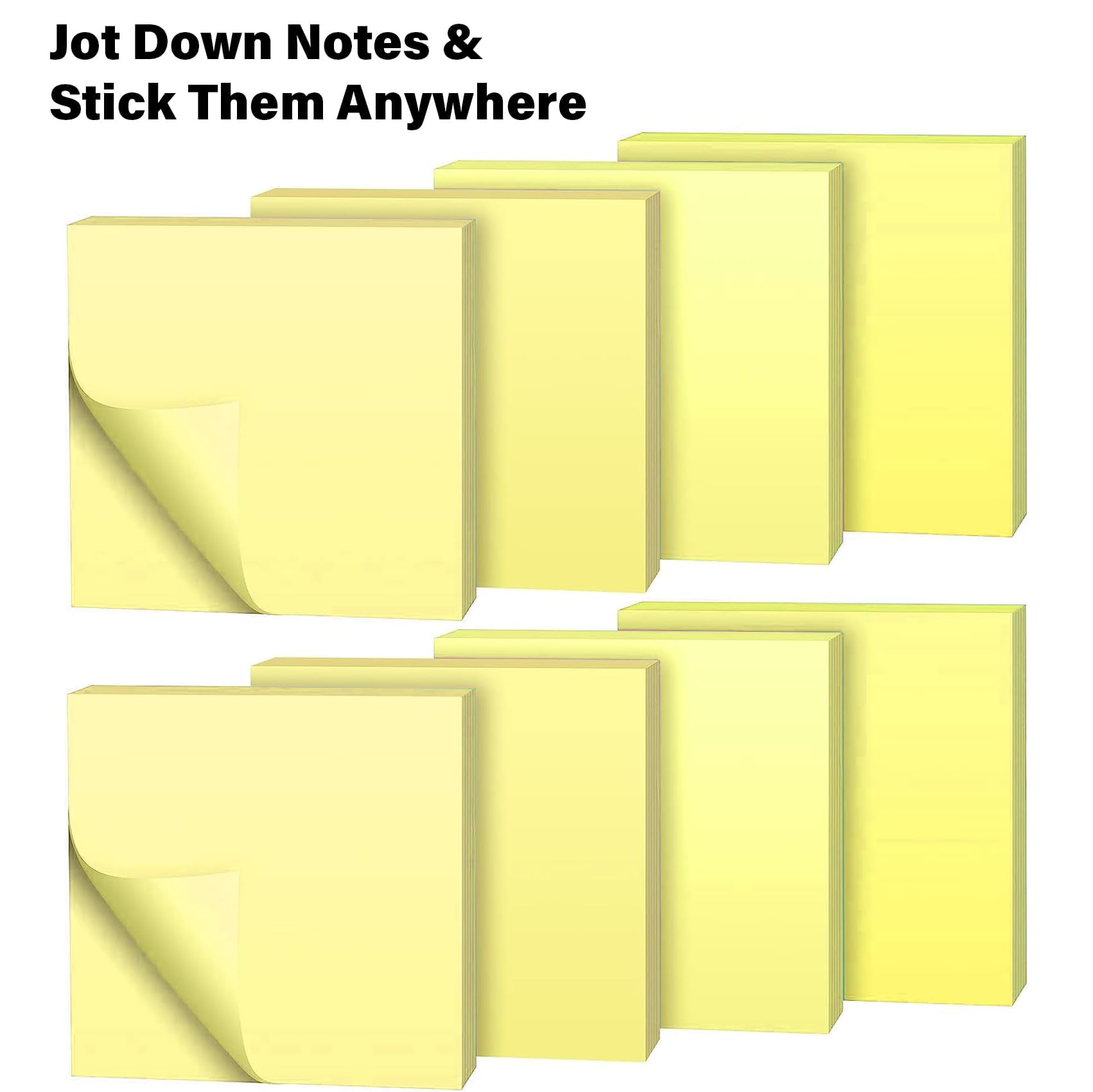 100 Pack of Bulk Wholesale 3"x3" 100 Sheet Neutral Yellow Sticky Note Pads for Writing & Note Taking - 100 Count of 3"x3" 100 Sheet Yellow Sticky Note Pads