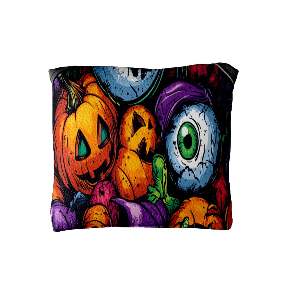 Golf Mallet Putter Cover Premium Leather Waterproof Golf Putter Head Cover with Magnetic Closure Pumpkin Eyeball