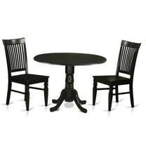 East West Furniture DLWE3-BLK-W Table Set - Table & 2 Chairs, Black - 3 Piece