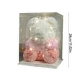 thumbnail image 2 of Valentine's Day Rose Teddy Bear - 10in Artificial Rose Flower Bear with Battery Operated Lights, Transparent Gift Box (Assembly Required), Romantic Holiday Decor Ornament, 2 of 5